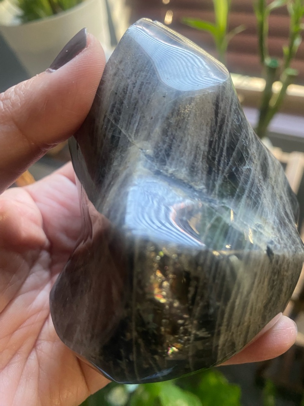 Black Moonstone Crystal Flame